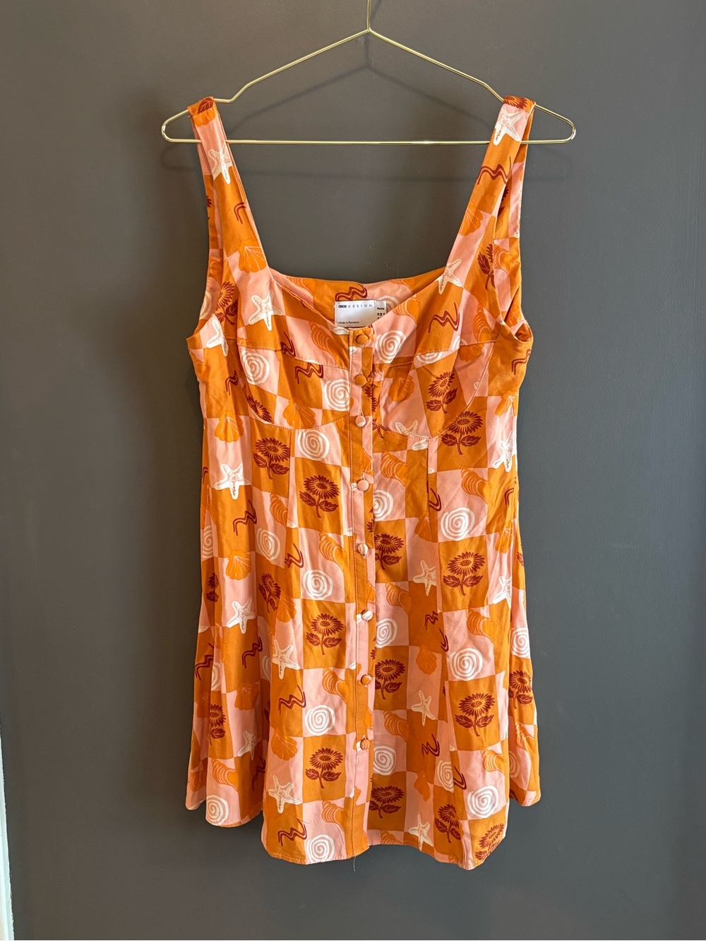 asos seashell & floral print mini dress - Size 6 petite